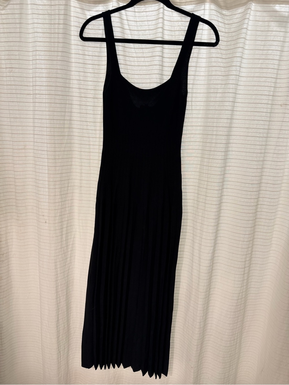 STAUD Black Ribbed Sleeveless Maxi Dress
